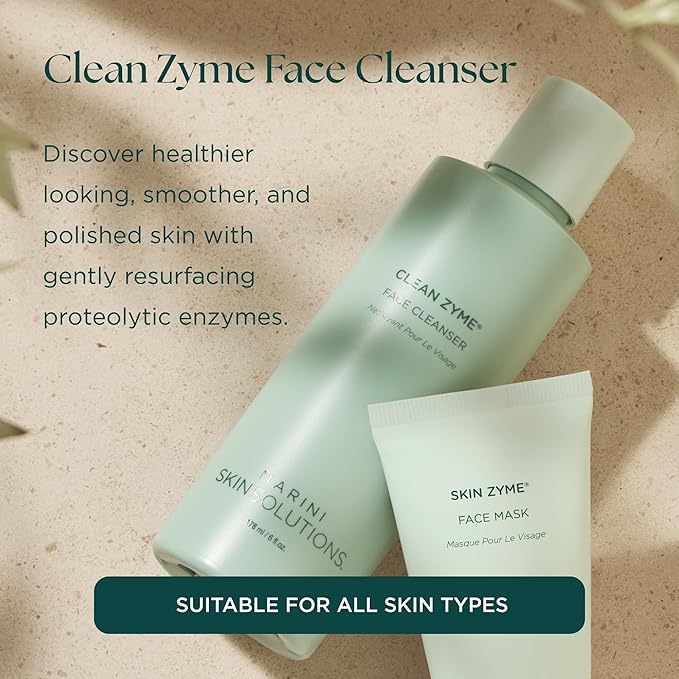 Clean Zyme - Exfoliating Face Cleanser with Proteolytic Enzymes (Papain from Green Unripened Papaya) - Cruelty Free - Made in The USA - 6 fl oz