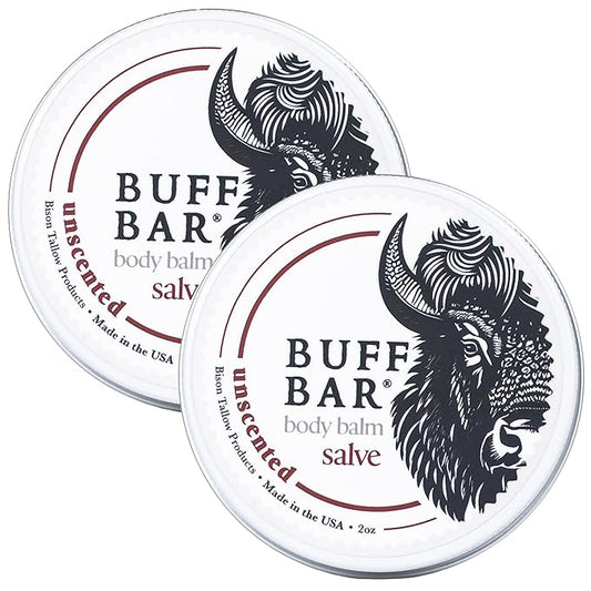 BUFF BAR Pure Bison Tallow Salve, Unscented, 2 Pack - No Irritating Ingredients, Simple & Clean, Body Butter, Full Body Hydration, Replaces Lotion, For Cracked, Rough, Irritated Skin