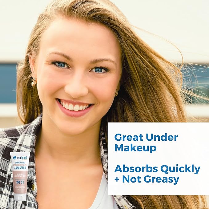 Tinted Mineral Sunscreen for Face SPF 31 by Waxhead – Non-Nano Zinc Oxide BB Cream Moisturizer, Unscented, Non-Comedogenic Facial Sunscreen & Primer for Daily Wear (Light Tint 4oz)