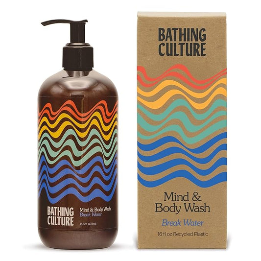 Bathing Culture, Organic Mind + Body Wash, Natural, Biodegradable, Vegan Personal Care, All Natural Organic Body Wash for Women and Men, Recycled Plastic Bottle, 16 oz, Break Water, Holiday Gift Idea