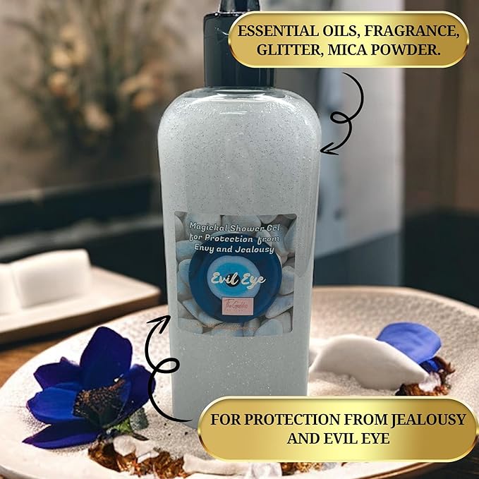 Evil Eye Shower Gel – 8 oz Handmade Body Wash for Protection, Reversal & Repelling Negative Energy – Altar-Charged – Wiccan, Hoodoo, Conjure, Pagan Use – Vegan & Sulfate-Free