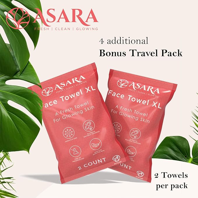 Asara Disposable Face Towel XL Facial Wipes | Organic Vegan Biodegradable | Add Water As a Makeup Remover | Sensitive Skin Face Towels - Clean Daily Towelettes (100 Count)