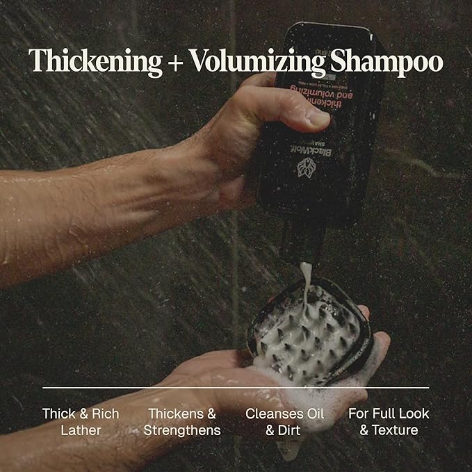 Black Wolf Thickening & Volumizing Hair Shampoo for Men - Strengthening Hair Care Products for Volume & Body with Biotin, Keratin & Hydrolyzed Rice Protein - Curly, Straight, Oily & Dry Haircare