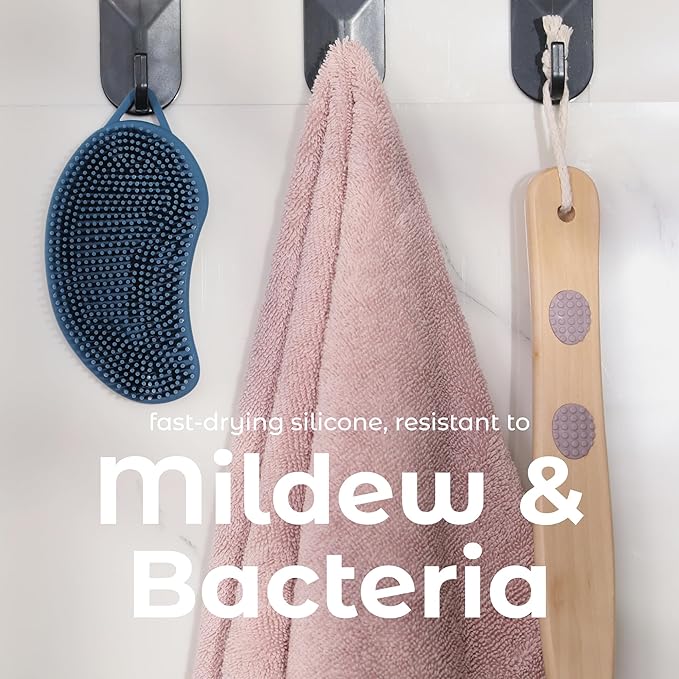 MainBasics Silicone Body Scrubber – Dual-Sided Shower & Scalp Scrubber, Gentle Silicone Loofah Alternative for Deep Clean (Dark Blue, Scalp)