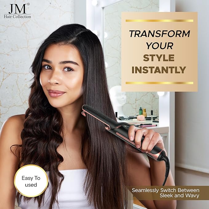 Duo Styler – 2-in-1 Hair Straightener and Curling Iron with Ceramic Plates, Adjustable Temperature, Fast Heat-Up, Frizz Control, Dual Voltage – for All Hair Types