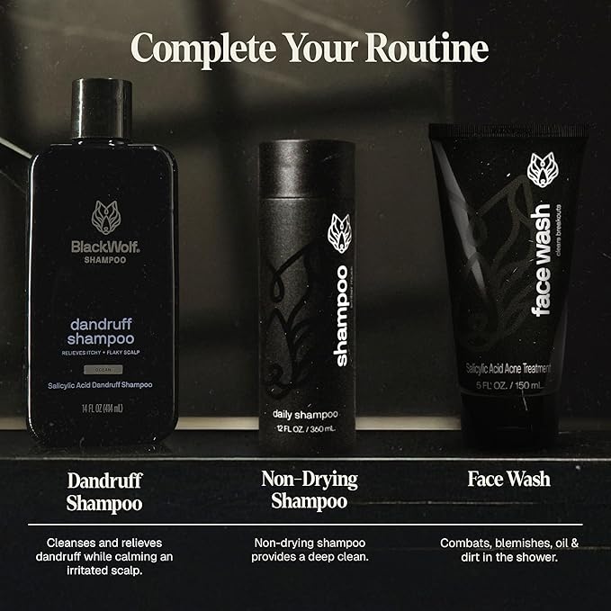 Black Wolf Sonic Scrubber Pro & Moisturizing Body Wash Set - Men's Shower & Bathroom Essentials Gift Set for Dry, Dehydrated, & Sensitive Skin - Hydrating Bodywash & Vibrating Face & Body Scrubber