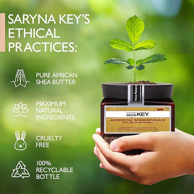 Saryna Key Damage Repair Treatment Butter Mask - African Shea Butter for Dry Hair Treatment - Rejuvenating Butter Moisturizer with Natural Keratin and Vitamins A, E, F (300ml/10.14oz)