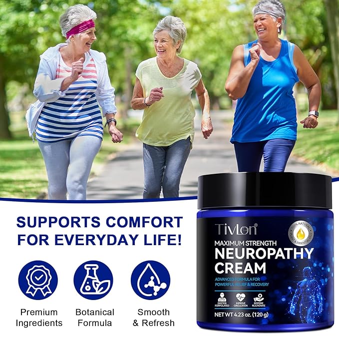 Neuropathy Nerve Care Cream for Feet, Hands, Legs & Toes - Fast-Acting with Natural Ingredients to Soothe Tingling & Burning, Non-Greasy & Cooling for Comfort, 4.23oz