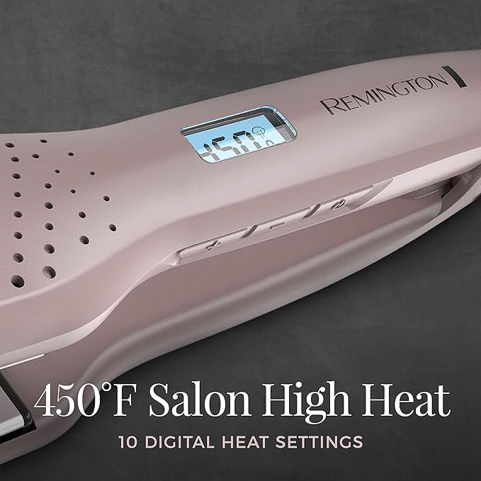 Remington Wet2Straight Hair Straightener / Flat Iron, 450°F Salon High Heat, 1 3/4" Inch plates, Mauve