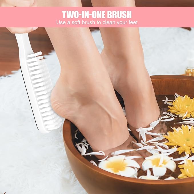 Pedicure Brush, File Callus Remover Dead Skin Nano Glass Remover for Feet with Soft Brush, Professional Pedicure Tool for Home Foot Care - White