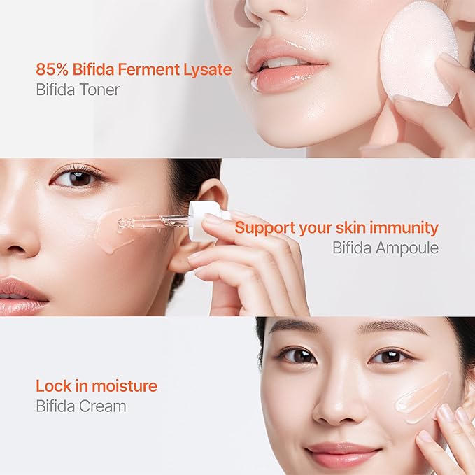 Bifida Barrier Toner, Ampoule, and Cream, Korean Skincare Set