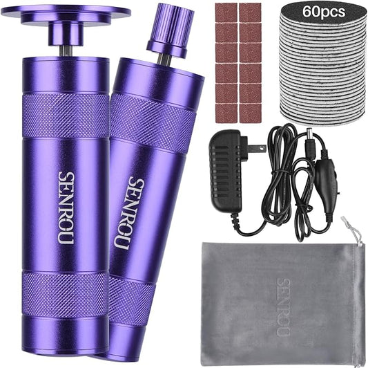 Electric Foot Callus Remover, 2-in-1 Electric Foot Filer/Nail Filer, Callus Remover for Feet with 60Pcs+12Pcs Sandpaper Discs，Holiday Gift Foot Repair Tool, Purple