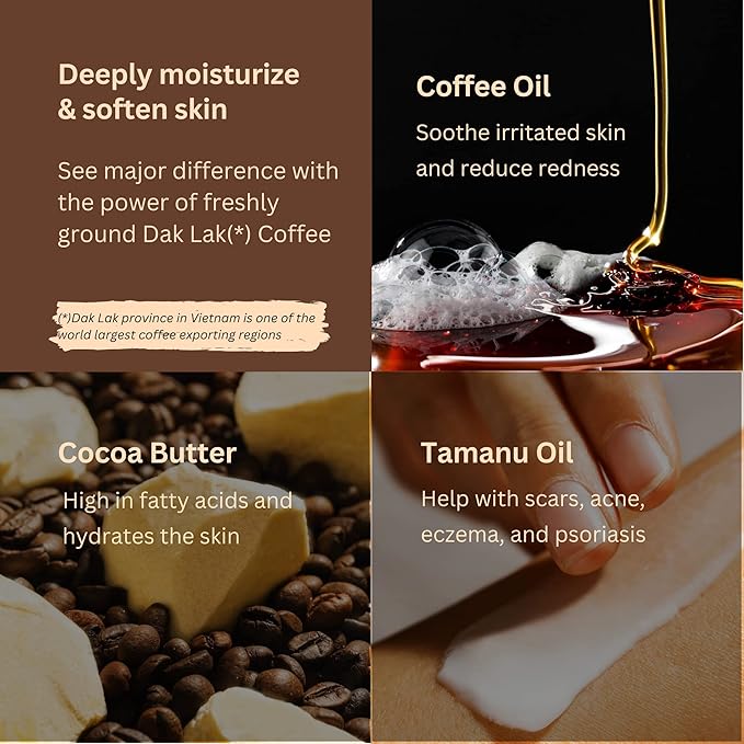 Cocoon Dak Lak Coffee + Cocoa Butter Body Cream for Dry Skin with Cocoa butter and Coffee oil, Deep Moisturizes (6.76 fl oz)