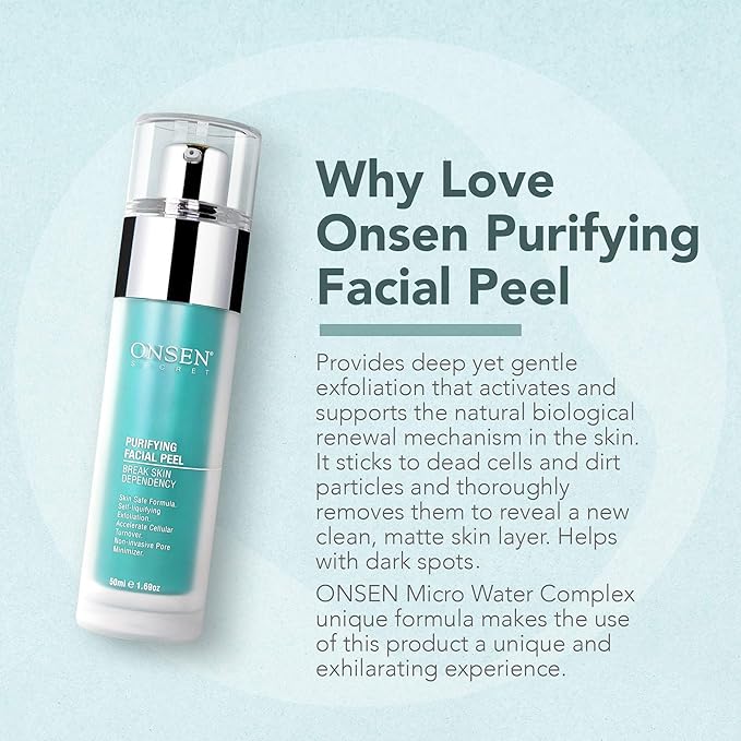 Onsen Secret Exfoliating Peeling Gel - Daily Gentle Face Exfoliator, Dark Spot Remover, Organic Facial Peel for Sensitive Skin, Natural Whitening Peeling Gel for Women, 1.7 fl oz/50 ml