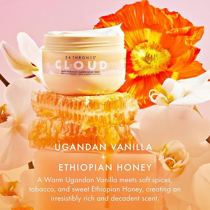 54 Thrones Barrier Repair Cloud Cream, Ultimate Hydrating Skin Care, Hydrating Peptide Moisturizer, Skin Repair Cream, Active Repair, Ugandan Vanilla & Ethiopian Honey