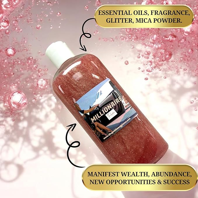 Millionaire Shower Gel – 8 oz Handmade Luxury Body Wash Charged at Altars for Wealth, Success & Confidence – Rich Scent, Vegan & Sulfate-Free – Wiccan, Hoodoo, Pagan, Magick Ritual Use