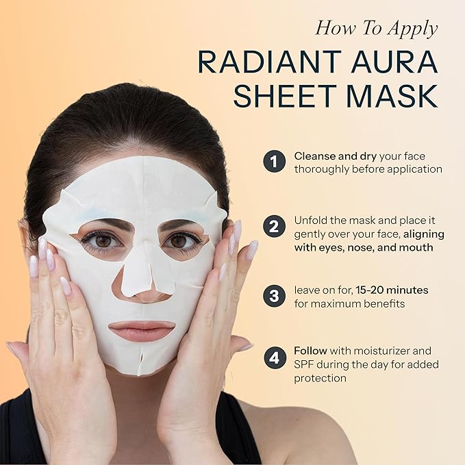 Face Sheet Mask with Vitamin C & E - Dermatologist Tested Korean Beauty Mask for Brightening & Deep Hydration -Premium Facial Treatment for Glowing & Rejuvenated Skin -15 Pack