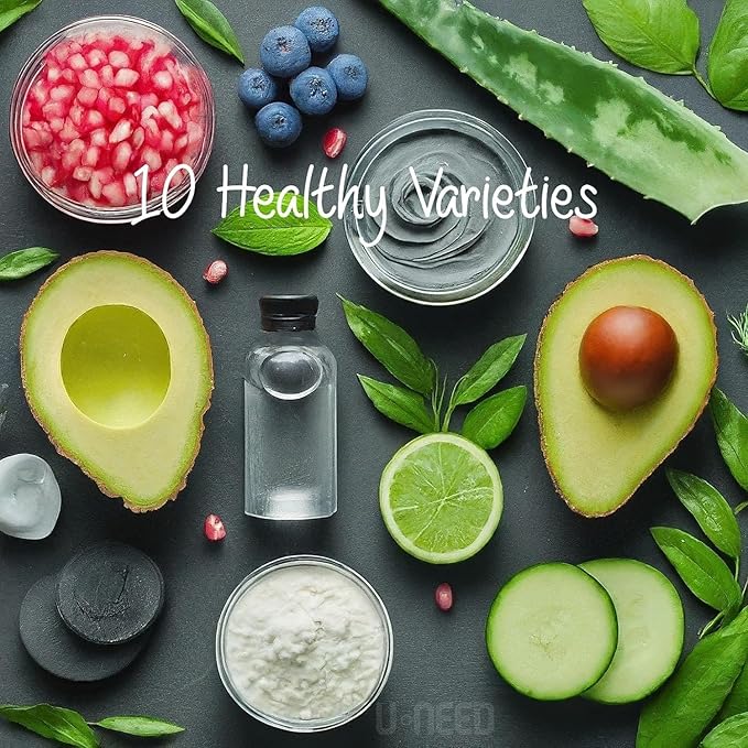 U-NEED 100 pcs Korean Face Sheet Mask (10 Types x 10 pcs) Natural Facial Mask Sheet | Tencel | Skin Care | Made in Korea | Moisturizing & Tightening | Pigment Balancing | K-Beauty