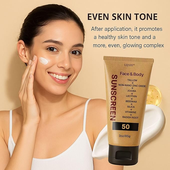 Sky Tallow Sunscreen - Beef Tallow for Skin and Face - Grass Fed Beef TallowSunscreen, Non Greasy Organic Natural Unscented Formula for Skin Summer Outdoor - 3 oz (85 g)