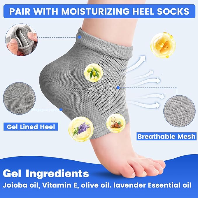 Ultra-Hydrating Urea Cream (Urea Conc. 40.67%), Foot Cream for Dry Cracked Heels and Feet, Pair with Moisturizing Heel Socks for Cracked Heel Treatment, Heel Socks Included (5.29 OZ/150g)