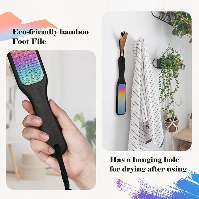 BALUCA Hard Skin Remover Foot File - Foot Callus Remover, Durable Foot Scrubber, Dead Skin Remover, Hygienic Pedicure Tool, Long Lasting Foot Buffer, Soft Smooth Feet, (Rainbow)