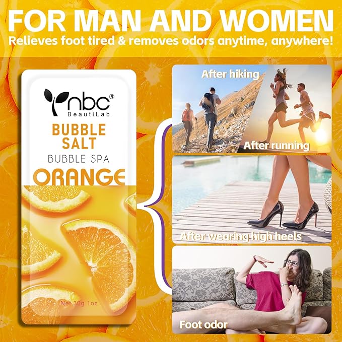 Pedicure Foot Soak, Foot Spa Soak, Pedicure Kit, Bubble Foot Bath for Tired & Dry Cracked Feet, Athletes Feet, Odor Foot and Softens Calluses, Foot Soak 16 Packs A Box, Orange