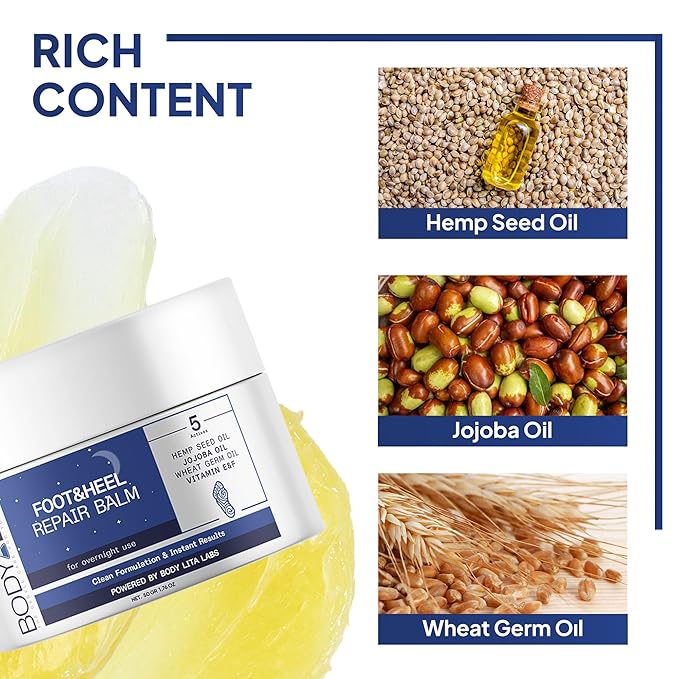 Foot & Heel Repair Balm, Heel Balm for Dry Cracked Feet, Exfoliator and Moisturizer for Dry Skin, 1.76 Oz (6)