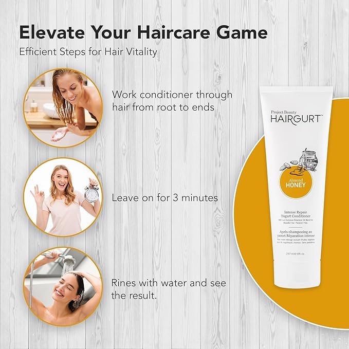 Almond Honey Intense Repair Yogurt Conditioner – Deep Moisture for Dry & Brittle Hair – Sulfate-Free, Natural Ingredients, 8 oz