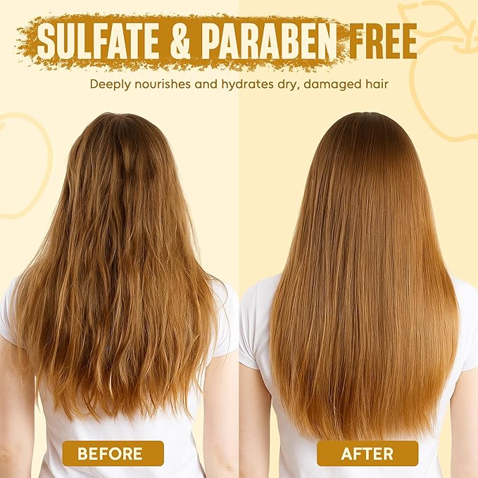 Apple Cider Vinegar Shampoo and Conditioner Set | 16 fl oz Each | with Batana Oil, Biotin & Tea Tree | Clarifying, Detoxifying & Moisturizing Formula | Promotes Hair Growth & Shine