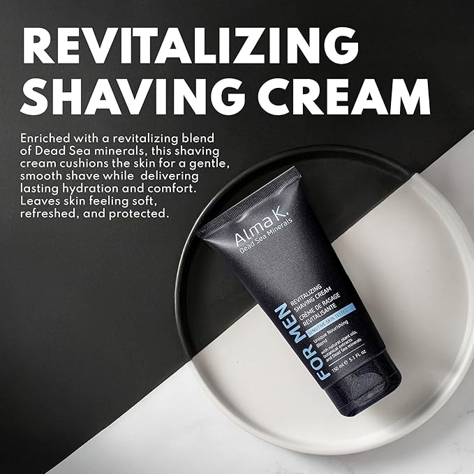 Alma K Revitalizing Shaving Cream - Nourishing and Calming Mens Shaving Cream with Dead Sea Minerals, Argan Oil - Gentle Shave Cream for Men - 5.1 oz