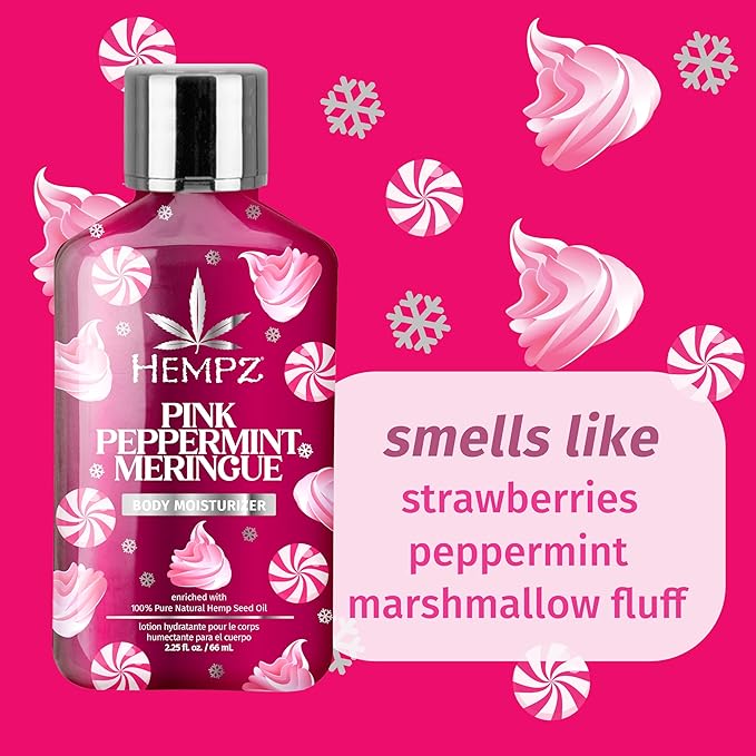 Hempz Pink Peppermint Meringue Body Moisturizer, Body Lotion, Fall Skin Care for Men & Women, Limited Edition (Pack of 2)