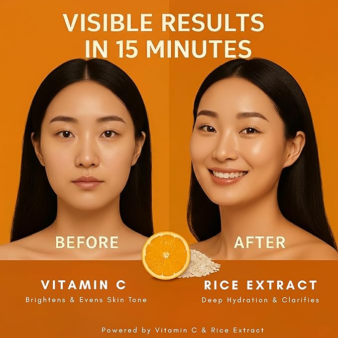 BIOSEBIO Korean Collagen Face Mask with Vitamin C & Rice Extract -5 Packs - Hyaluronic Acid Sheet Masks for Deep Hydration & Anti-Aging - Moisturizing Facial Skincare for Women