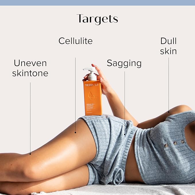 Medix 5.5 Argan Oil Cream + Vitamin E Anti Aging Skin Care Moisturizer Body Cream | Firming Body Lotion Reduces Look Of Wrinkles, Cellulite, Crepey Skin, & Uneven Skin Tone For Women & Men, 15 Fl Oz