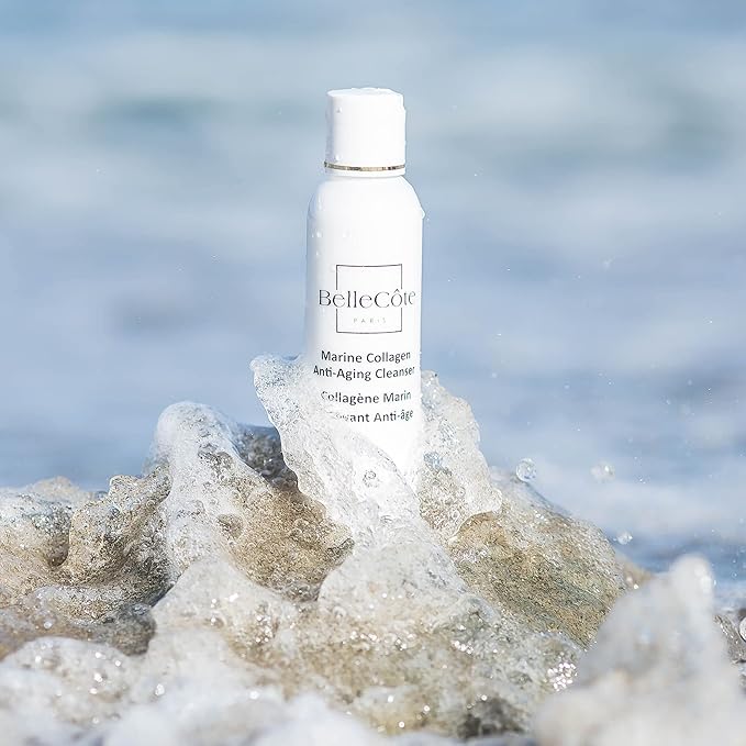 BelleCôte Paris Marine Collagen Anti Aging Cleanser - Lichen Extract & Peptides for Dull And Dehydrated Skin, Removes Impurities & Makeup Toxins | Organic Seaweed Facial Cleanser 4 fl oz