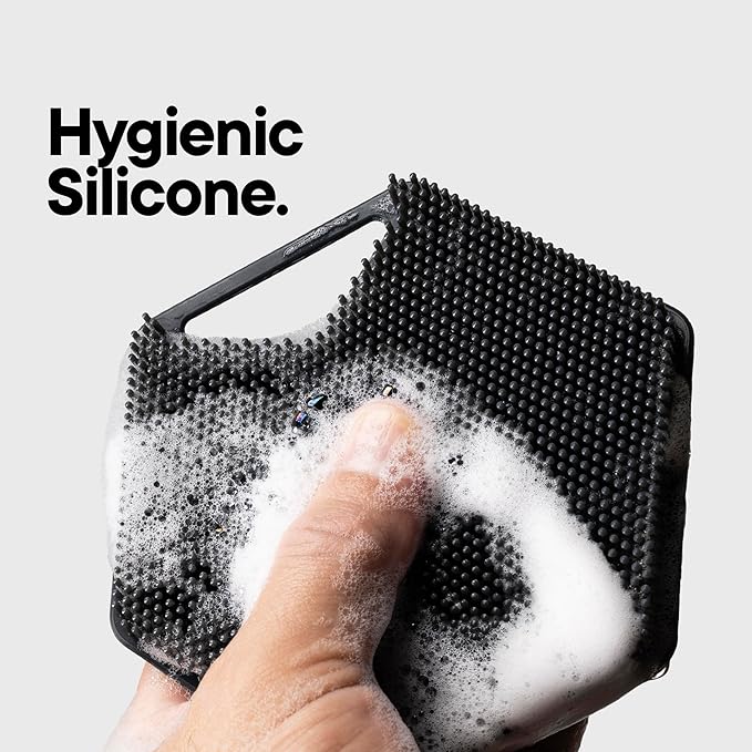 TOOLETRIES Body Scrubber 2.0 – Premium Silicone Scrubber for Cleaning, Exfoliating Your Skin – Extra Long Lather Boosting Bristles with Ergonomic Handle, Long-Lasting & Easy to Clean - Charcoal