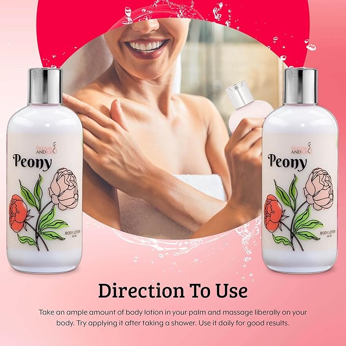 Home Spa Gift Fragrance Body Lotion Luxury Firming Scented 10oz Deep Moisturizing Fragrance Body Lotion for Women (Peony)