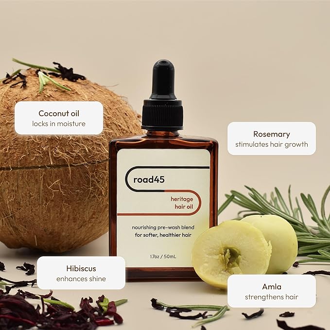 Heritage Hair Oil | Nourishing prewash blend | For dry, damaged, or frizzy hair | 100% Organic ayurvedic formula | Rosemary infused