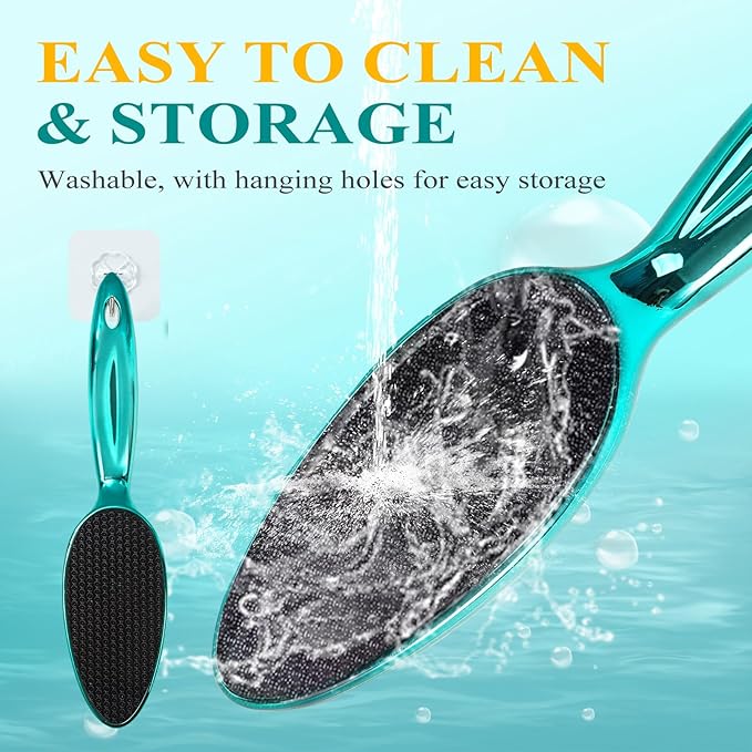 Glass Foot File, Foot Scrubber for Hard Skin Remover - Foot Callus Remover, Pedicure Tools for Feet Dead Skin, Foot Care for Women and Men, Gentle Effective Heel Scraper (Metallic Green)