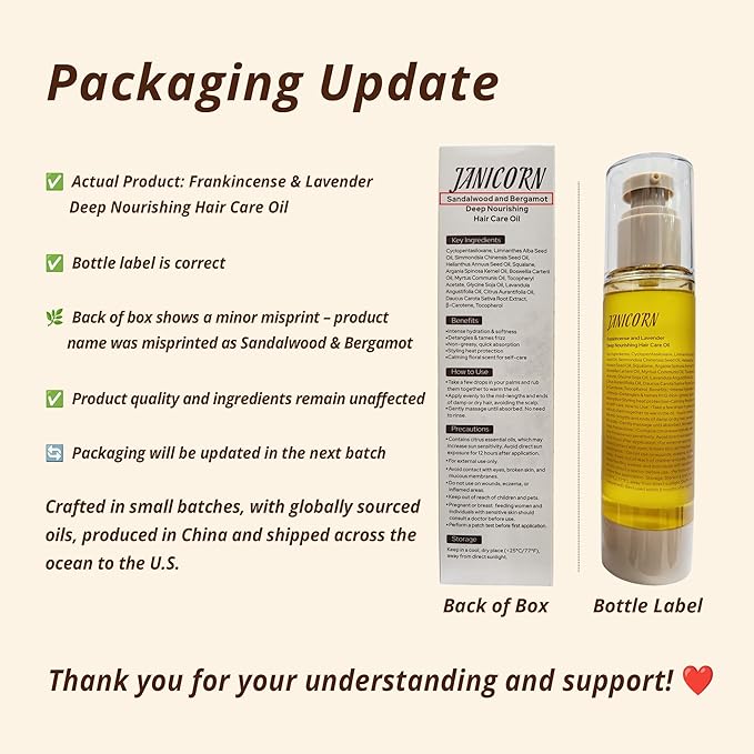 Leave-In Hair Oil – Moisturizing Blend with Jojoba & Argan Oils, Frankincense & Lavender Aroma, Deep Nourishment & Frizz Control, Ideal for Dry or Damaged Hair, 3.4 fl oz / 100 ml