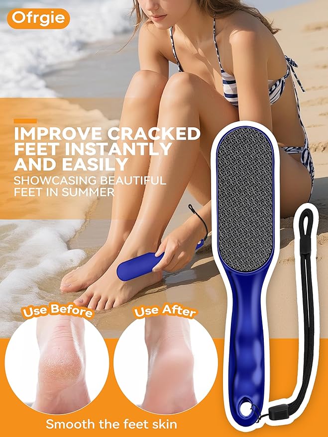 Nano Glass Foot File Foot Callus Remover Scrubber in Shower, Pedicure Tools Feet Scrubber Dead Hard Skin, Anti-Slip Handle Rope & Storage Bag Foot Files for Wet and Dry Feet Care Gift 2Pack