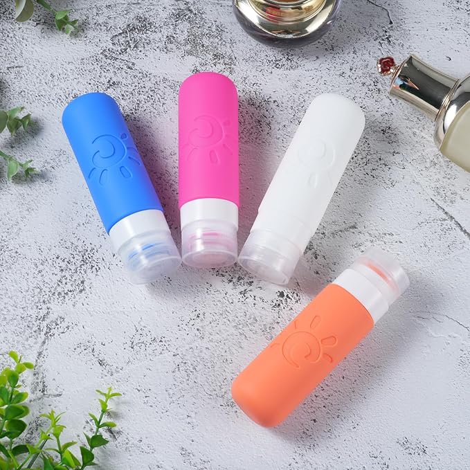 Travel Bottles for Toiletries, TSA Approved Travel Containers 3oz Leak Proof Travel Tubs Refillable Liquid Travel Accessories for Shampoo Conditioner Lotion Body Wash(Multicolored D)