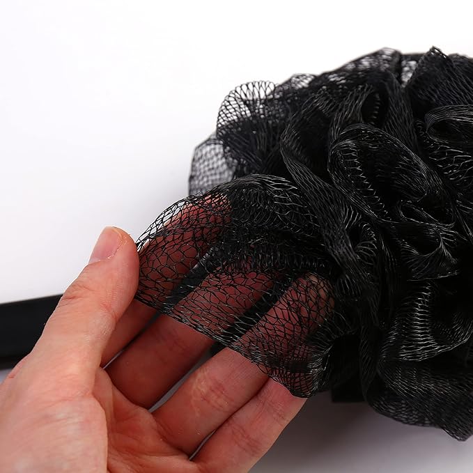 Back Scrubber Brush Long Handle for Shower, Loofah On a Stick Sponge Back Brush, Body Exfoliator Scrubber Bath Brush for Men Women, Exfoliating Cleaning Back Scrubber for Elderly (2 Pack-Black+Purple)