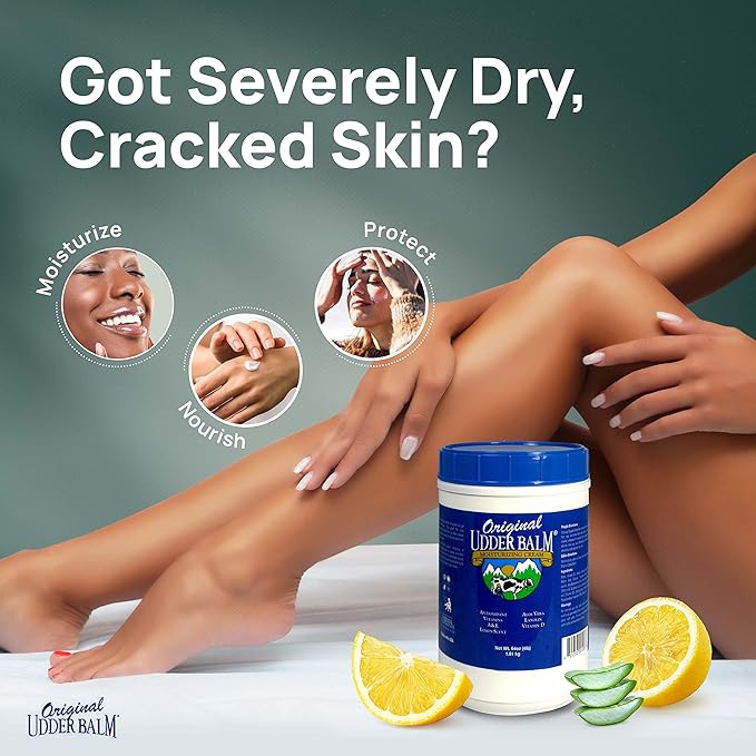 Original Udder Balm Refill Tub - Made in USA - Extra Thick Udder Cream & Hand Balm for Dry Skin, Cracked Heels, Rough Hands – Deep Moisture Heel Cream & Foot Moisturizer with Aloe Vera, 64 Fl Oz