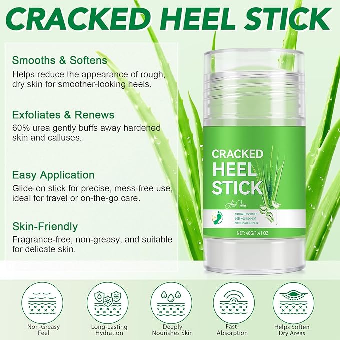 Urea Cream Foot Callus Remover Stick - 60% Urea with 2% Salicylic Acid, Professional Strength Moisturizer for Dry Cracked Feet, Heels, Knees, Elbows & Hands, Callus Removal & Skin Softening