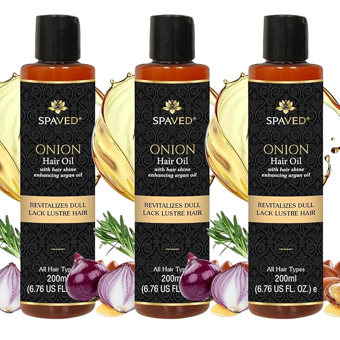 Onion Hair Oil with Rosemary & Argan – Natural Hair Oil for Hair Growth, Dandruff & Itchy Scalp – Vitamin E, Jojoba Oil – Sulfate-Free, Paraben-Free
