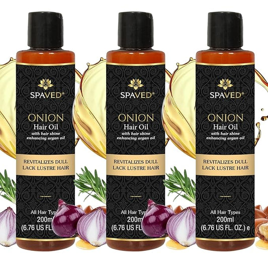Onion Hair Oil with Rosemary & Argan – Natural Hair Oil for Hair Growth, Dandruff & Itchy Scalp – Vitamin E, Jojoba Oil – Sulfate-Free, Paraben-Free