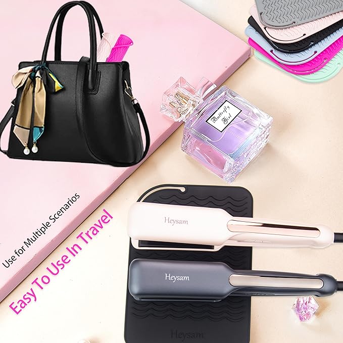 Heysam Flat Iron Silicone Mat for Hair Tools-Curling Iron and Hair Straighteners, Heat Resistant Mat for Travel Vanity Salon, Portable Vanity Pad/Organizer, Size (9“ x 6.5”) – Gray