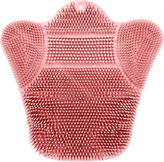 Grey TPR Sower Scrubbing Mat with Suction Cups Soft, Non-Slip Design for Foot and Back Massage Perfect for Full-Body Cleansing and Comfort Pink