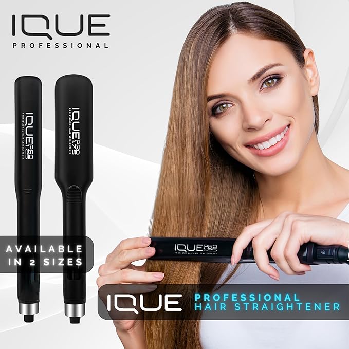 iQUE 1.25” Nano Titanium Hair Straightener & Curler 2-in-1 – Fast Heat-Up Flat Iron with Ionic Technology, Floating Plates, LCD Display, Adjustable Temp to 480°F, Dual Voltage for All Hair Types