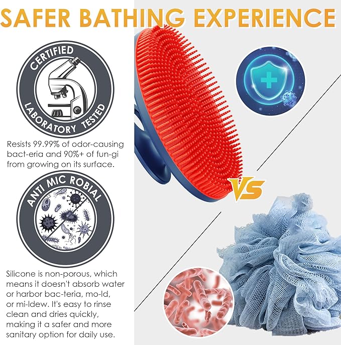 INNERNEED Magnetic Silicone Body Scrubber for Shower – Soft, Hygienic Exfoliating Body Brush with Magnetic Core for Daily Cleansing, Circulation & Skin Vitality